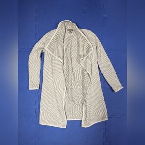 Bass Gray and White Open Cardigan/Long Duster Sweater size Small